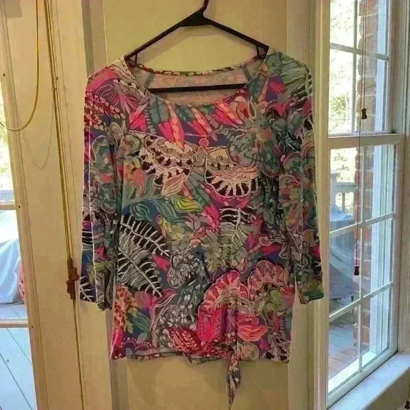 Lily Pulitzer Women’s Top, Tie Knot at Side, Small - Picture 2 of 7
